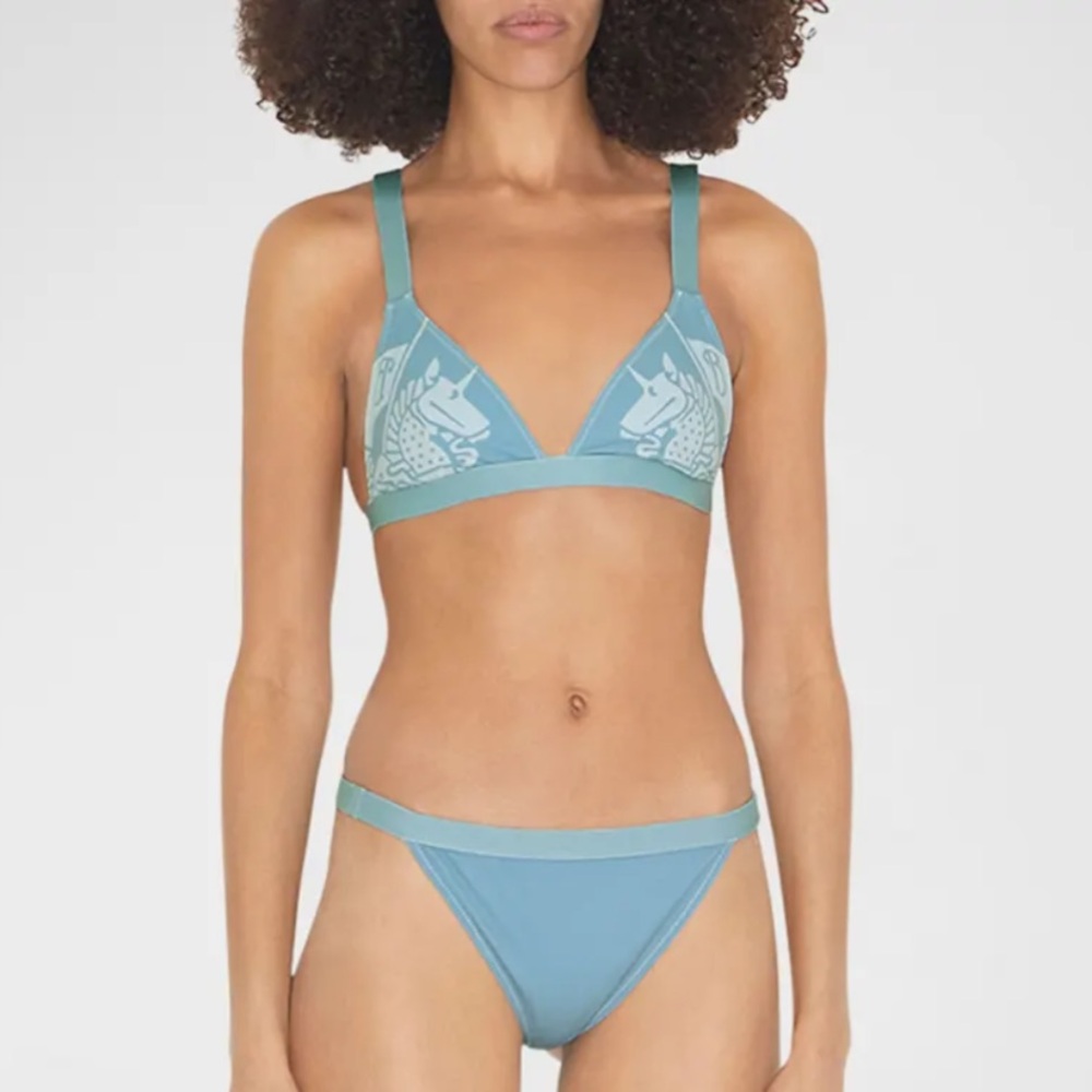Burberry Ally Equestrian Knight 2-Piece Swimsuit Blue S/M